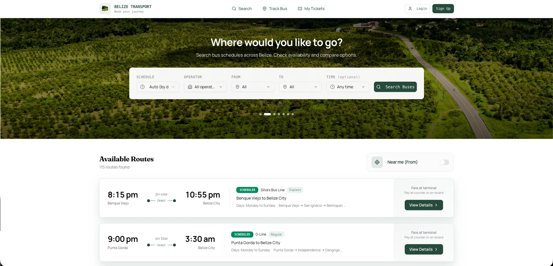 Belize National Bus Service Platform